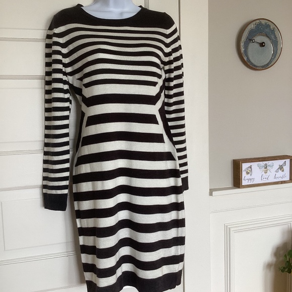 Calvin Klein Dresses & Skirts - Calvin Klein Dark Gray and White Striped Sweater Dress Small 100% acrylic